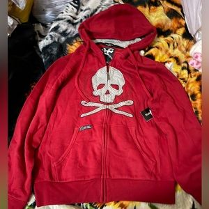Men’s red zip up hoodie